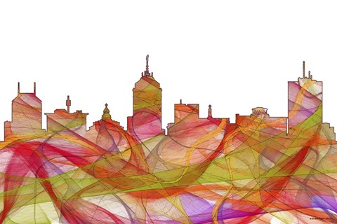 Framed Fresno California Skyline. - Summer Swirl Print