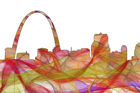 Framed Gateway Arch St Louis Missouri Skyline - Summer Swirl Print