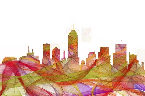 Framed Indiana Indianapolis Skyline - Summer Swirl Print