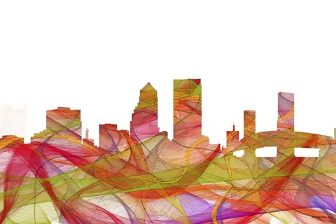 Framed Jacksonville Florida Skyline - Summer Swirl Print