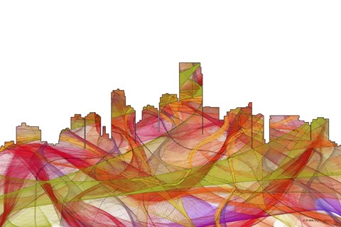 Framed Jersey City New Jersey Skyline - Summer Swirl Print