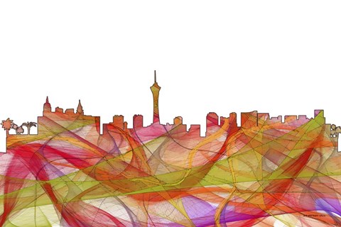 Framed Las Vegas Nevada Skyline - Summer Swirl Print