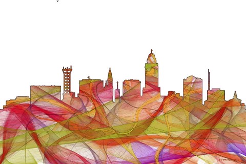 Framed Lincoln Nebraska  Skyline - Summer Swirl Print