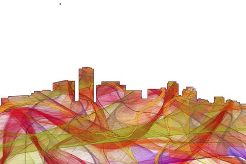 Framed Long Beach California Skyline - Summer Swirl Print