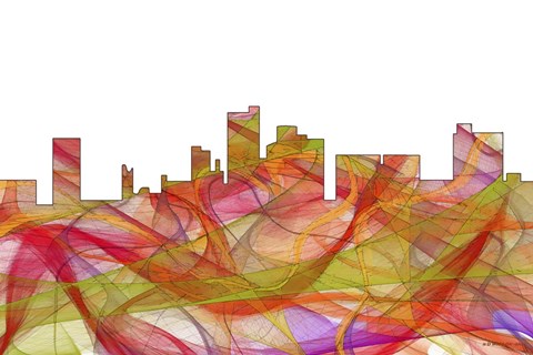 Framed Lubbock Texas Skyline. - Summer Swirljpg Print