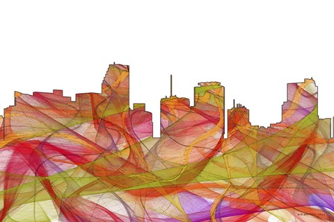 Framed Miami Florida Skyline - Summer Swirl Print