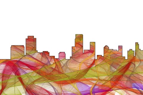 Framed Newark New Jersey Skyline -Summer Swirl Print