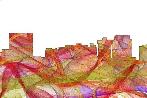 Framed Newport News Virginia Skyline - Summer Swirl Print