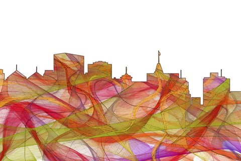 Framed Oakland California Skyline - Summer Swirl Print