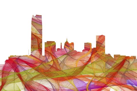 Framed Oklahoma City Oklahoma Skyline - Summer Swirl Print