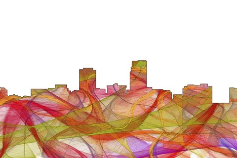 Framed Omaha Nebraska Skyline-Summer Swirl Print