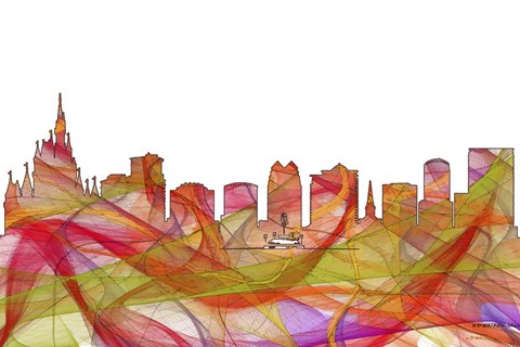 Framed Orlando Florida Skyline - Summer Swirl Print