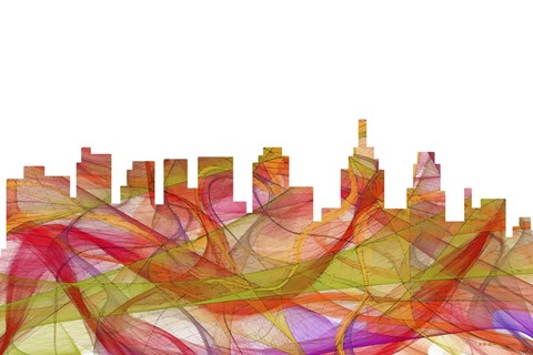 Framed Philadelphia Skyline - Summer Swirl Print