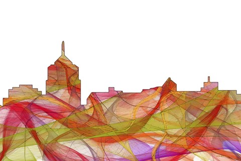 Framed Roanoke Virginia Skyline - Summer Swirl Print