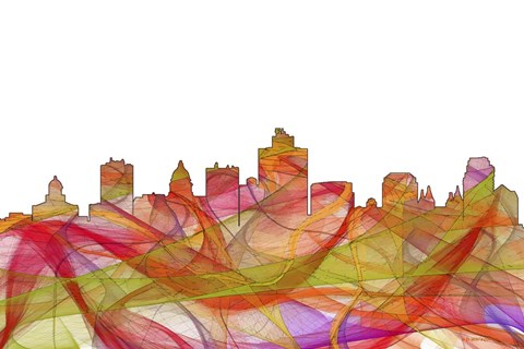 Framed SaltLake City Utah Skyline - Summer Swirl Print