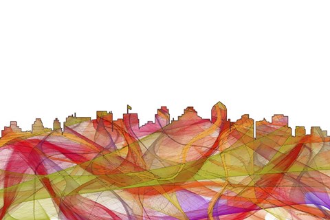 Framed San Diego California Skyline - Summer Swirl Print