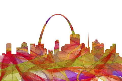 Framed St Louis Missouri Skyline- summer Swirl Print