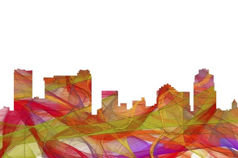 Framed St Petersburg Florida Skyline- Summer Swirl Print