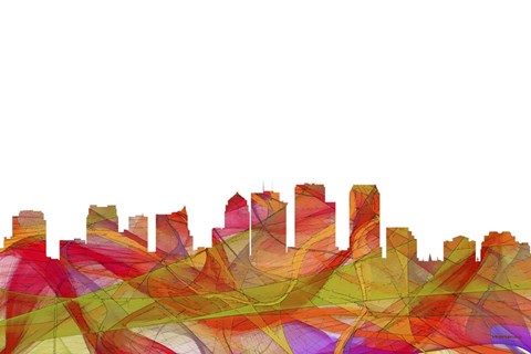 Framed Tampa Florida Skyline - Summer Swirl Print