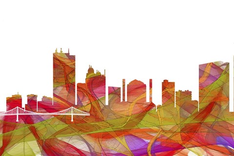 Framed Toledo Skyline - Summer Swirl Print