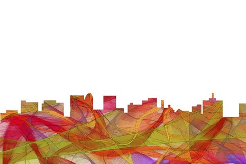 Framed Topeka Kansas Skyline - Summer Swirl Print