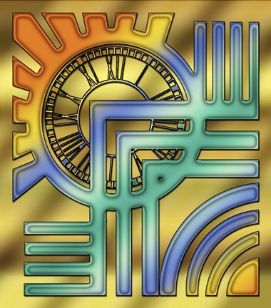 Framed Colorful Clock Print