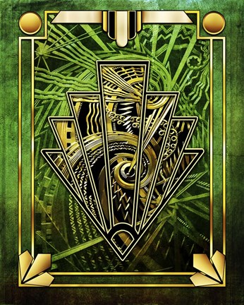 Framed Emerald Green Chevron Print