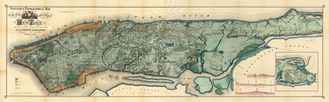 Framed City And Island Of NY 1865 Print