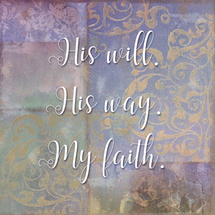 Framed Damask Faith I Print