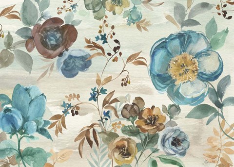 Framed Turquoise Floral Print