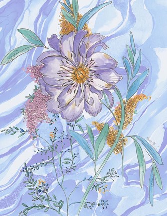 Framed Black Line And Watercolor 1 Print