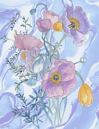 Framed Black Line And Watercolor 3 Print