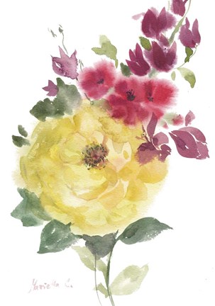 Framed Roses Bogonvilia 2 Print