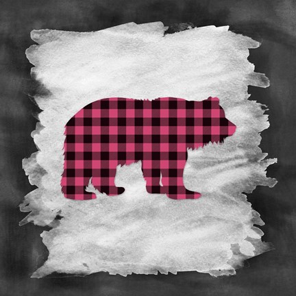 Framed Pink Plaid Bear Print