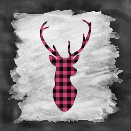 Framed Pink Plaid Deer Print