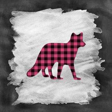 Framed Pink Plaid Fox Print