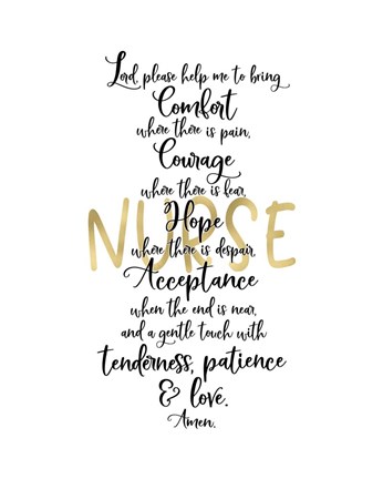 Framed Nurse Prayer Print