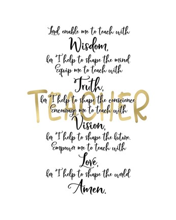 Framed Teacher Prayer Print