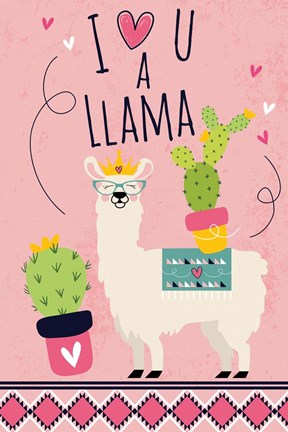 Framed I Love You a Llama Print