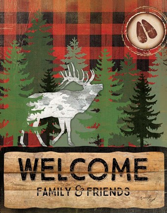 Framed Cabin Welcome Plaid I Print