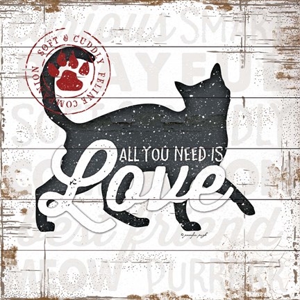 Framed All You Need is Love - Cat Print