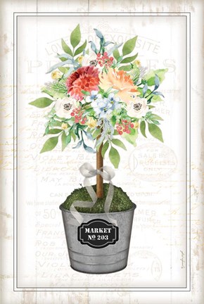 Framed Floral Topiary Print