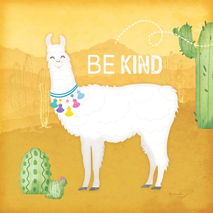 Framed Be Kind Llama Print