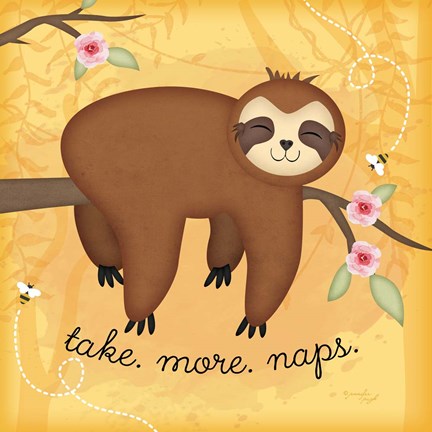 Framed Take More Naps Sloth Print