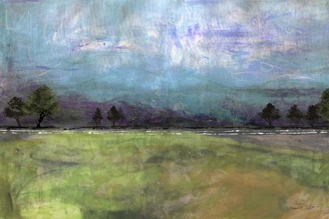 Framed Abstract Aqua Sky Landscape Print