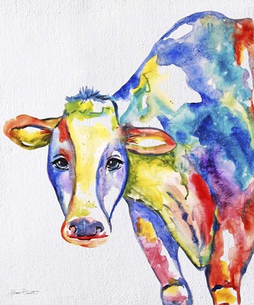 Framed Colorful Cow A Print