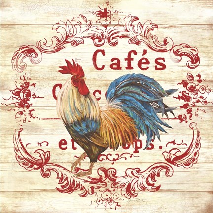 Framed Cafe Rooster On White Print
