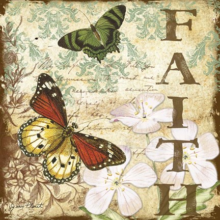 Framed Inspirational Butterflies - Faith Print