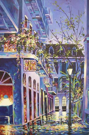Framed Pirates Alley Cafe Spring Print