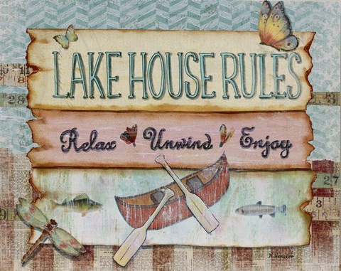 Framed Lake House Rules Print